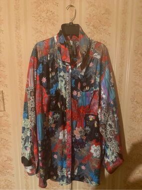 Anthropologie Multicolor Floral Patchwork Blouse